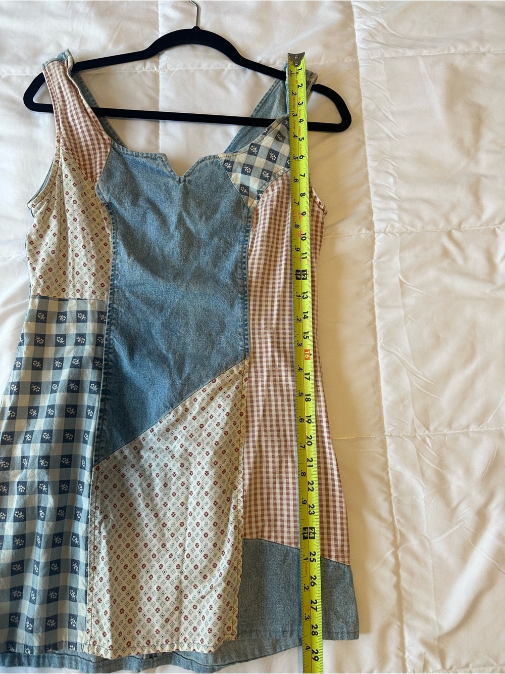 Vtg 90’s Paris Blues Y2K Patchwork Denim Mini Dress Floral Coquette Size 6 US - Picture 4 of 5